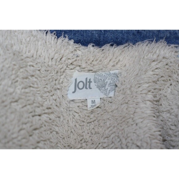 Women’s Jolt Jeans Embroidered Shearling Denim Button Jean Jacket Size Med - Picture 11 of 16